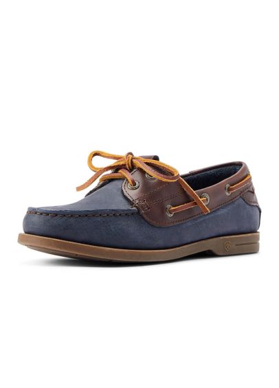 Ariat Womens Antigua Boat Shoe - Navy/Chocolate