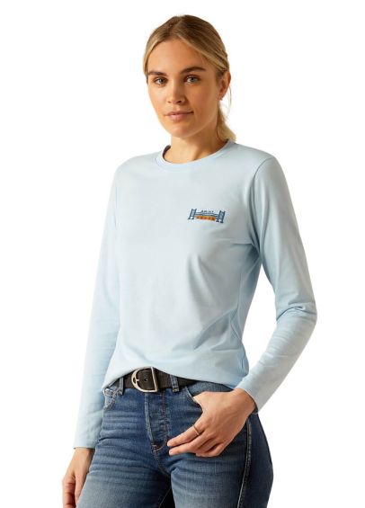 Ariat Course Seal Long Sleeved T-Shirt - Cerulean Heather