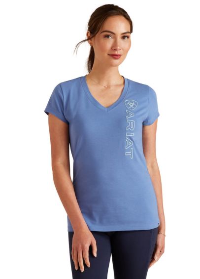 Ariat Vertical Logo V T-Shirt - Dutch Blue