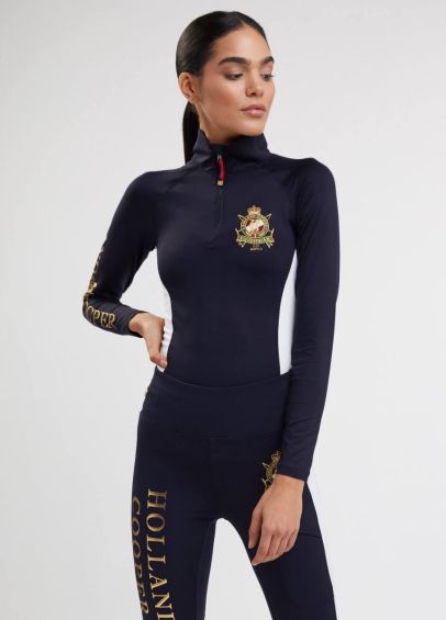 Holland Cooper Equestrian Equi Panel Base Layer - Ink Navy/Gold