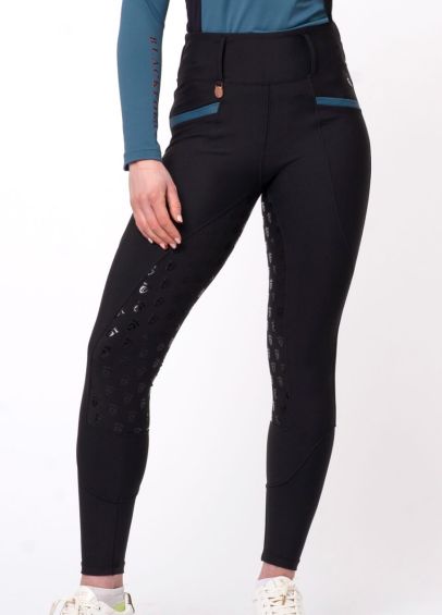 Blackfort Equestrian Training Tights - Black/Teal