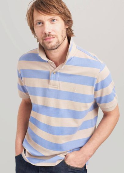 Joules Mens Filbert Classic Fit Polo - Blue Taupe Stripe