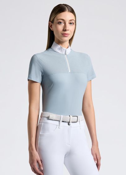 Cavalleria Toscana Perforated Competition Shirt - Fog Blue