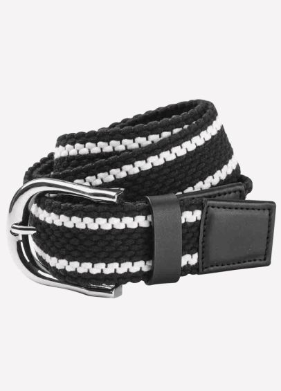 Dublin Stripe Webbing Belt - Black/White