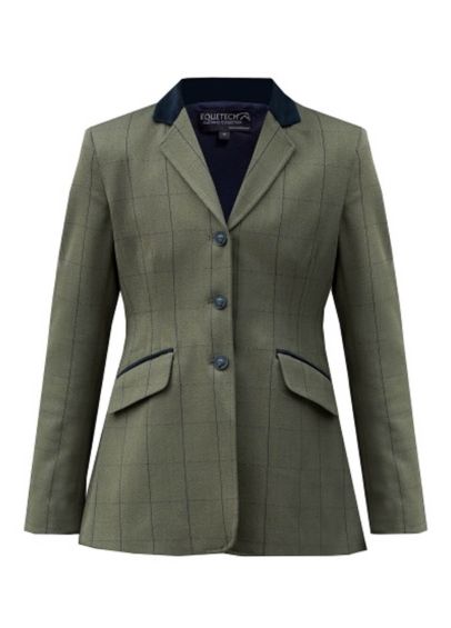 Equetech Junior Bellingham Deluxe Stretch Tweed Riding Jacket - Green