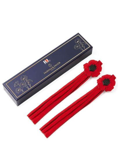 Fairfax & Favor Remembrance Day Poppy Suede Tassels 