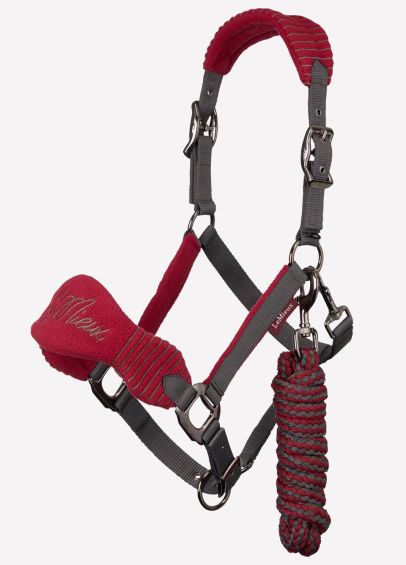 LeMieux Vogue Fleece Headcollar & Leadrope Set - Mulberry/Grey 