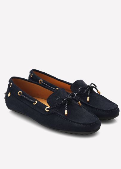 Fairfax & Favor Ladies Suede Henley Driving Shoe - Navy