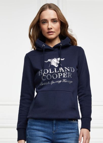 Holland Cooper Hickstead Logo Hoodie - Ink Navy