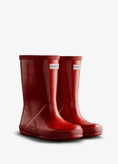 Hunter Kids First Gloss Wellingtons - Military Red