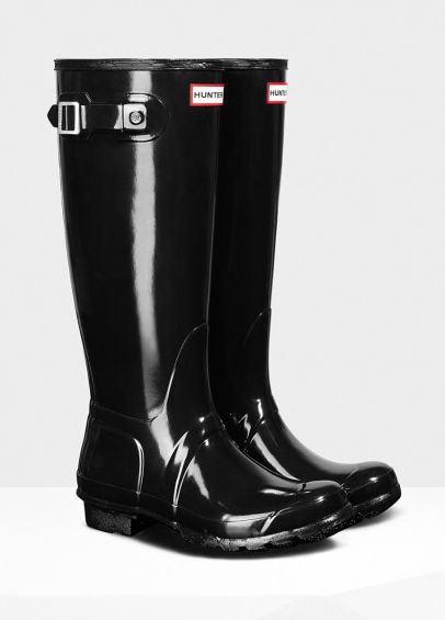 Hunter Womens Original Tall Gloss Wellington Boots - Black