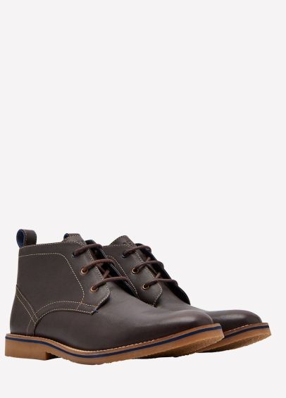 Joules Mens Hyde Lace Up Leather Boots - Dark Brown