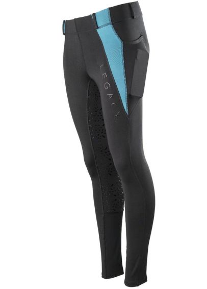 Legacy Ladies Winter Riding Tights - Black/Turquoise