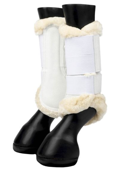 LeMieux Fleece Edged Mesh Brushing Boots - White/Natural
