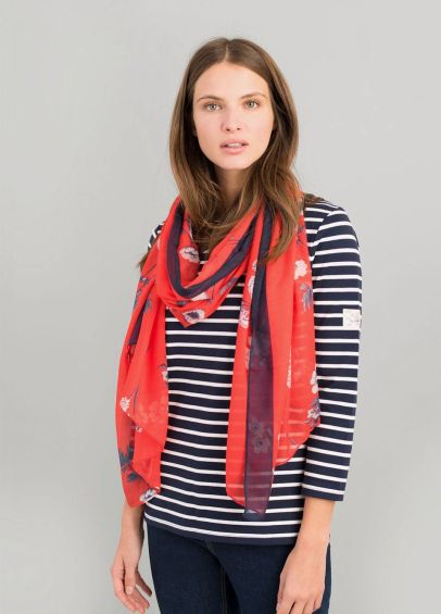 Joules Wensley Printed Scarf - Red Floral