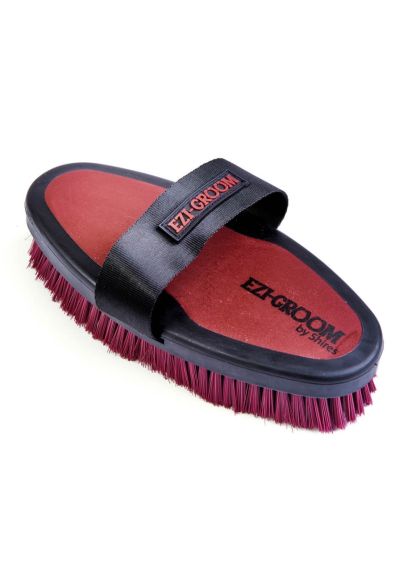 Shires EZI-GROOM Grip Body Brush - Burgundy