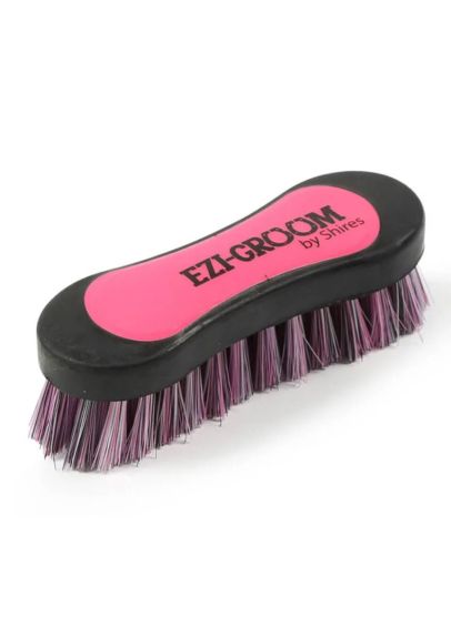 Shires EZI-GROOM Grip Face Brush - Bright Pink