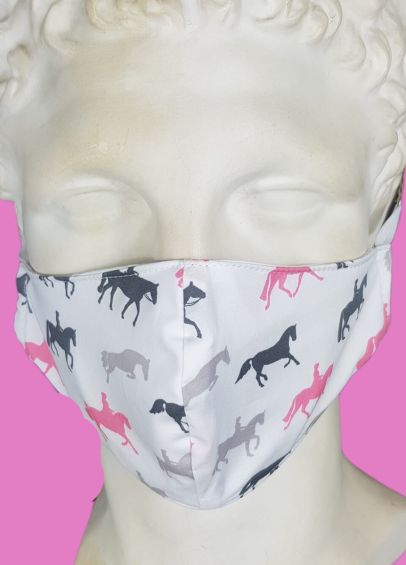 Spartan Cotton Face Cover - Sculpted - Pink Horses 