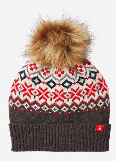 Joules Fairisle patterned winter beanie