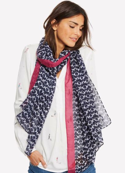 Joules Wensley Scarf - French Navy Fox Terrier